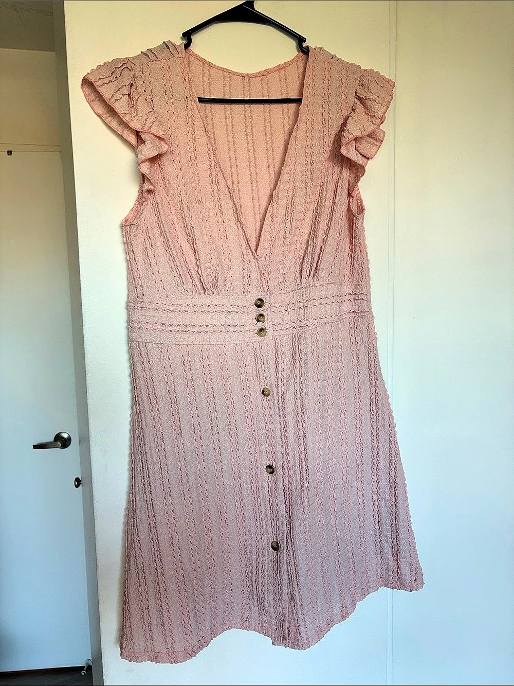 Pink Ruffle Sleeve Dress Like New